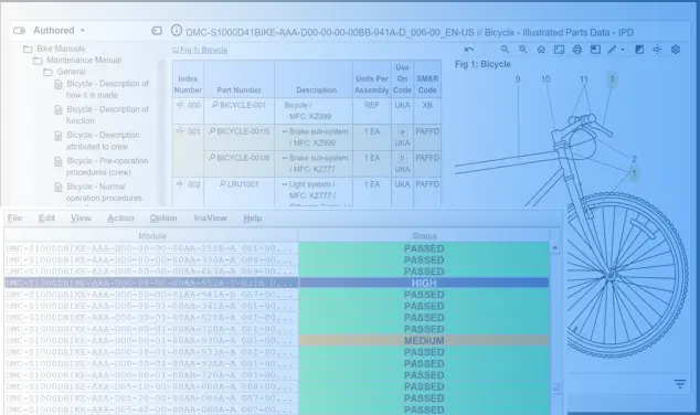 Screenshot of IrisView Presenter with IrisCheck Overlaid, 
			       Illustrating IrisCheck Report Linking to Errors