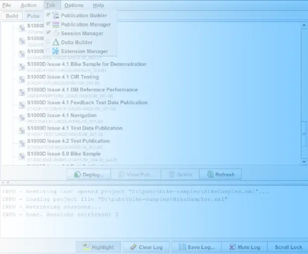 Screenshot of Managment Console Interface with Tab Menu Selected
