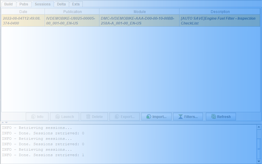 Screenshot of IrisView Builder Session Manager Example